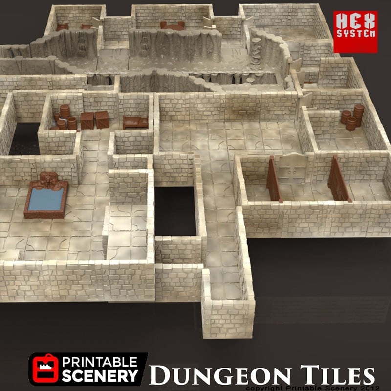 3D Printable Dungeon Tiles Base Set