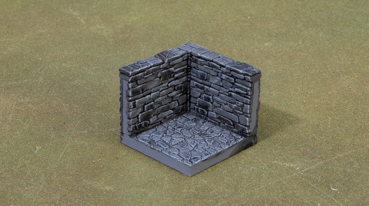 3D printed and painted dungeon tiles with a grey drybrush