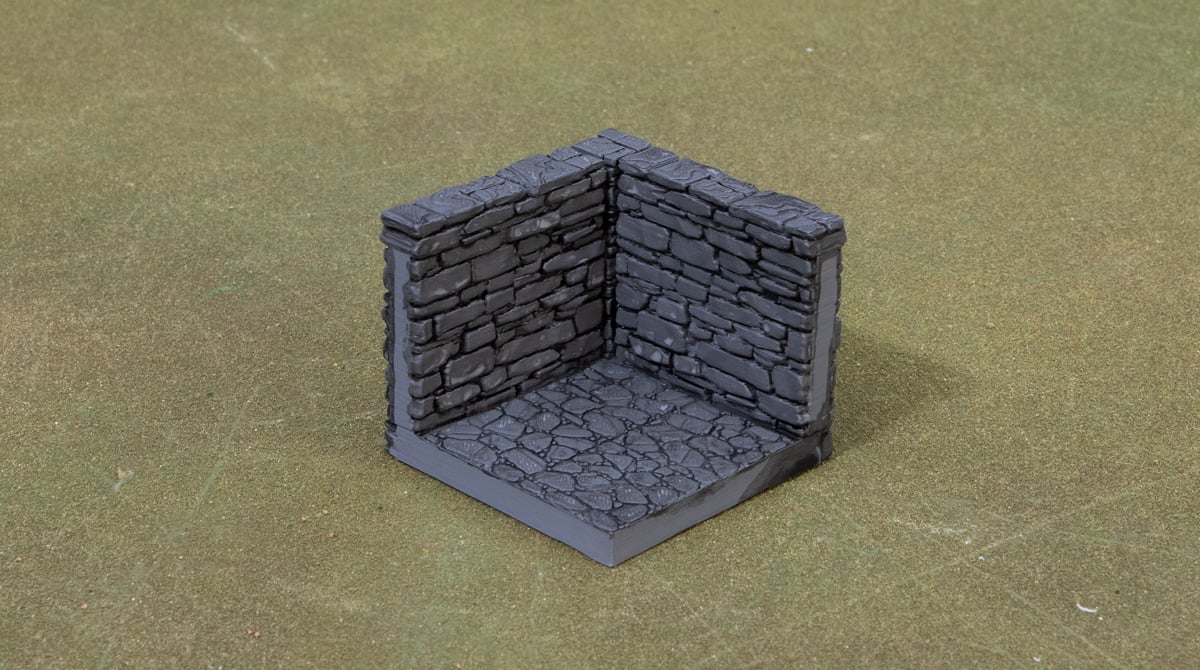 3D printed and painted dungeon tiles with a black wash added