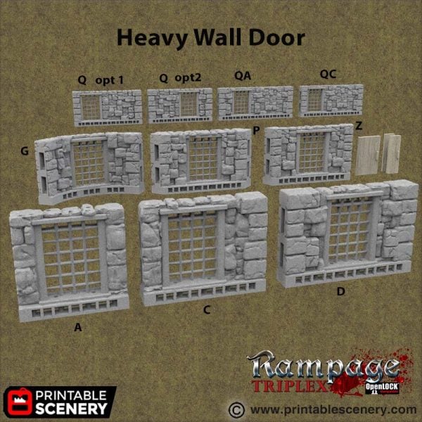 Heavy Wall Door OpenLOCK STL Dungeons and Dragons