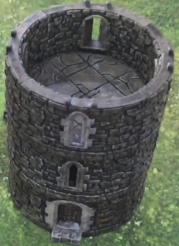3 layers of round castle tower 3d printed