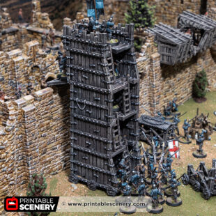 3d printed and painted siege tower model