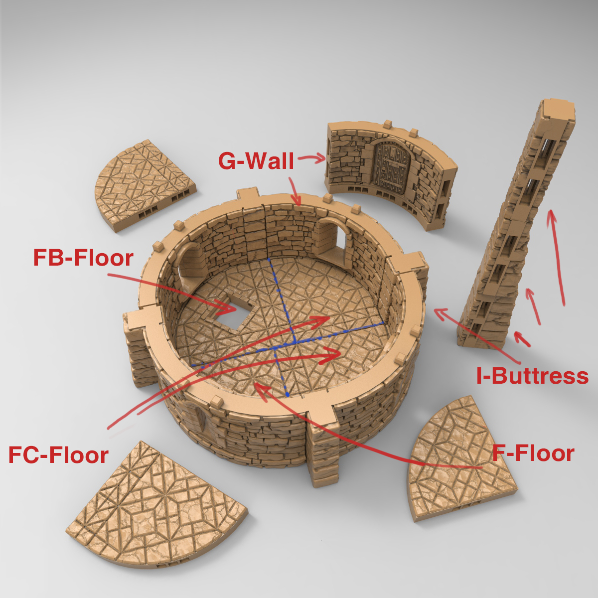 Labelled 3d printed openlock tiles