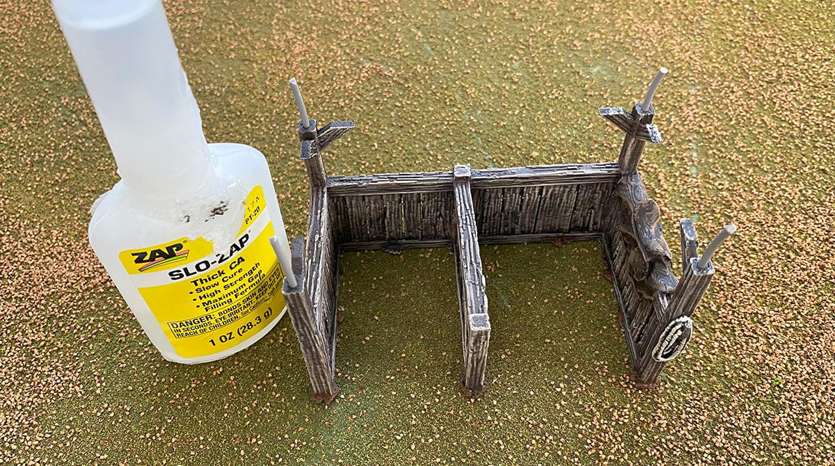 Glue filament in place
