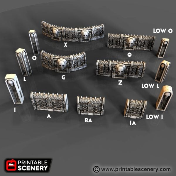 Gothic Sc-Fi Spike Walls Printable sci fi terrain