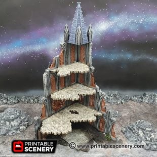 3D printed, ruins, gothic cathedral, 40K terrain, future gothic