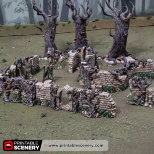 3d printed and painted Elven Groves for tabletop games like dnd and warhammer