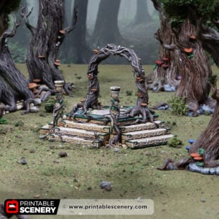 3D printed and painted Elven portal scatter terrain for fantasy tabletop games