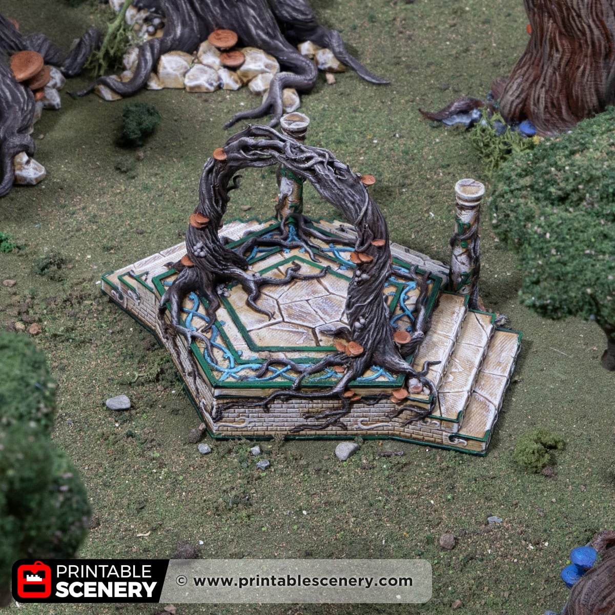 3D printed and painted Elven portal scatter terrain for fantasy tabletop games