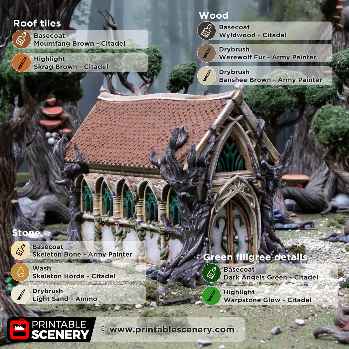 3D printed and painted Living Hall, designed for tabletop games and RPGs