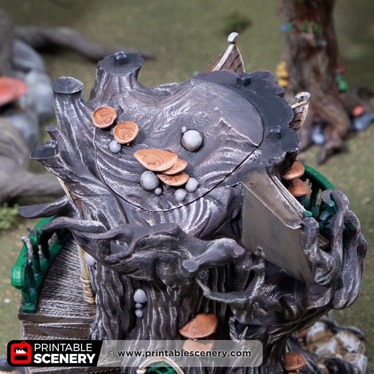 3d printed and painted Gloomwood Treehouse for tabletop games and RPGs