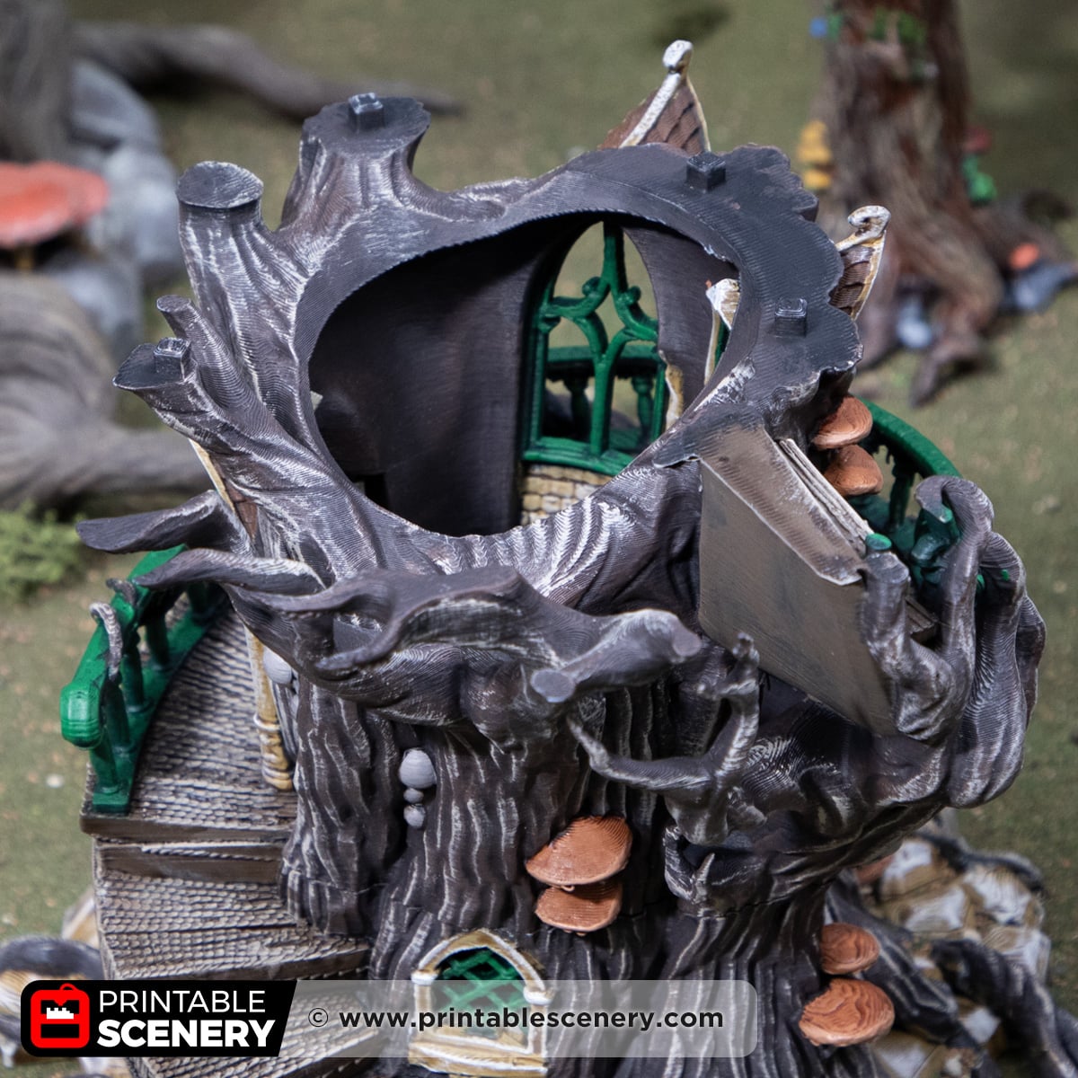 3d printed and painted Gloomwood Treehouse for tabletop games and RPGs