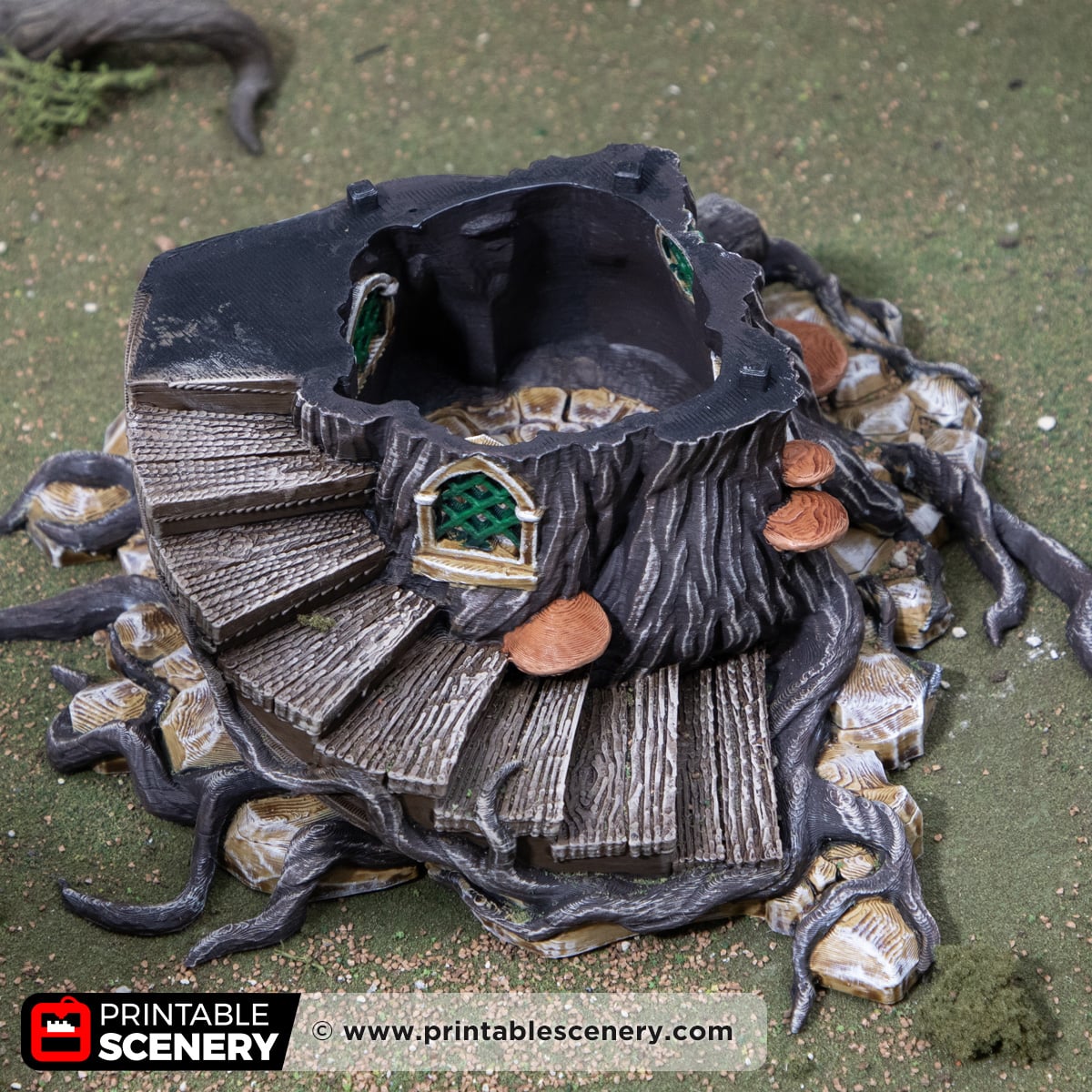 3d printed and painted Gloomwood Treehouse for tabletop games and RPGs