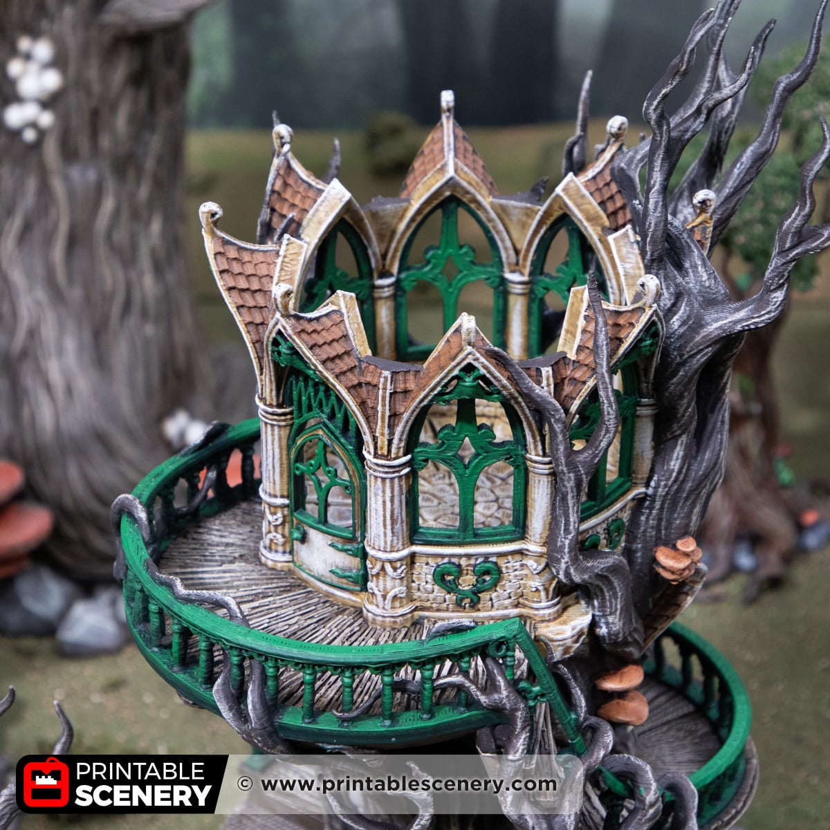 3d printed and painted Gloomwood Treehouse for tabletop games and RPGs