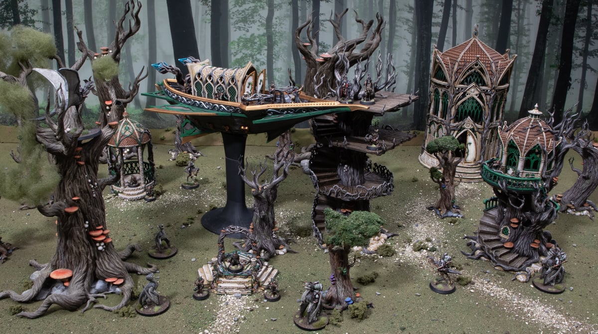3D printed and painted Elven Ithillian Sky Port model for tabletop games and PRGs