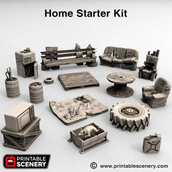 Wasteworld 3d printed home starter kit Wastelands gaslands