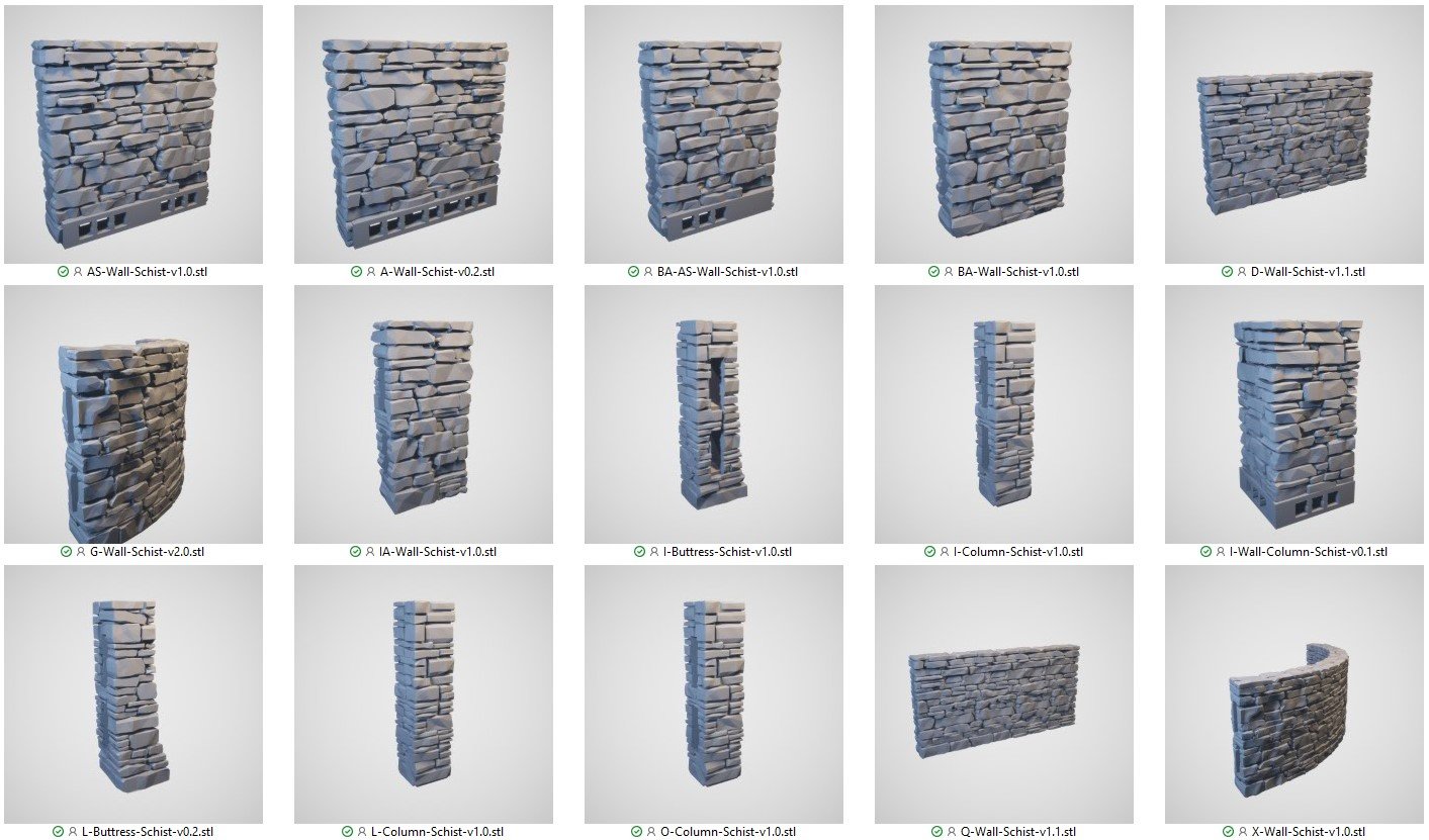 OpenLOCK Clorehaven Schist Walls STLs