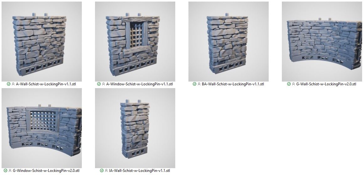 OpenLOCK Clorehaven Schist Walls STLs