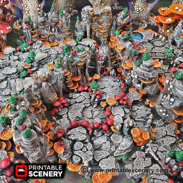 Goblin Grotto Cavern Freeform Dungeons and Dragons RPG 3Dprinted Mushroom Underdark
