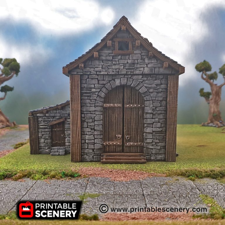 Stone Barn - Printable Scenery