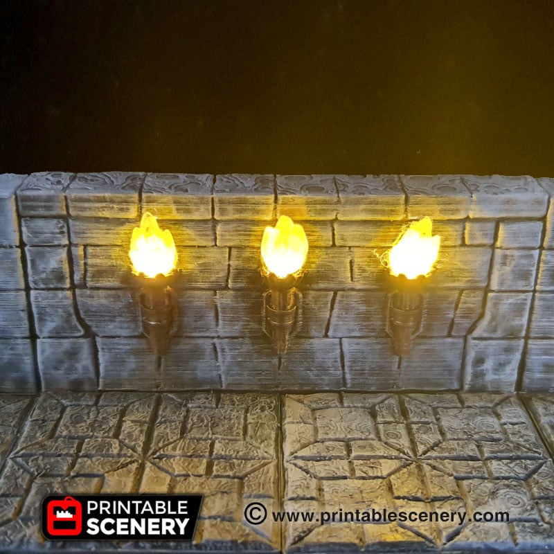 Dungeons and Dragons 3d Printable Torch Walls