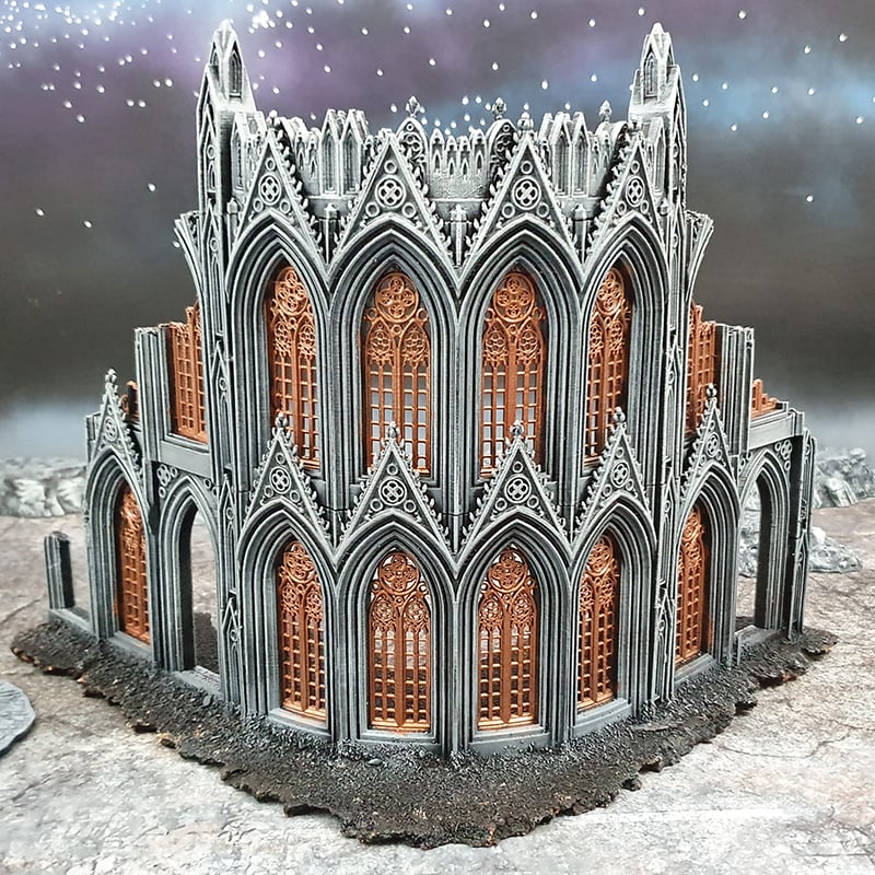 3D printed and painted gothic ruins