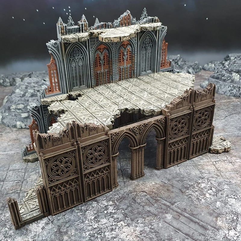 3D printed and painted gothic ruins