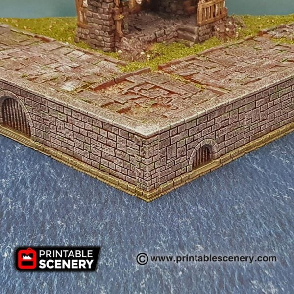 3D printed Arcanist's Stone Canal Walls Warhammer Dungeons and Dragons Frostgrave