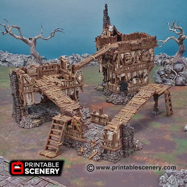 3D printed gangplanks ladders and stairs Warhammer Dungeons and Dragons Frostgrave mordheim