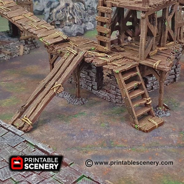 3D printed gangplanks ladders and stairs Warhammer Dungeons and Dragons Frostgrave mordheim