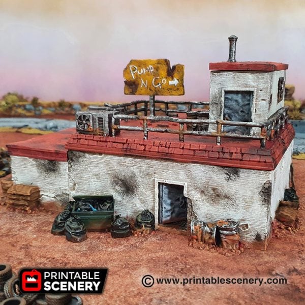 Wasteworld Derelict gas station Gaslands fallout wasteland warfare Wasteworld