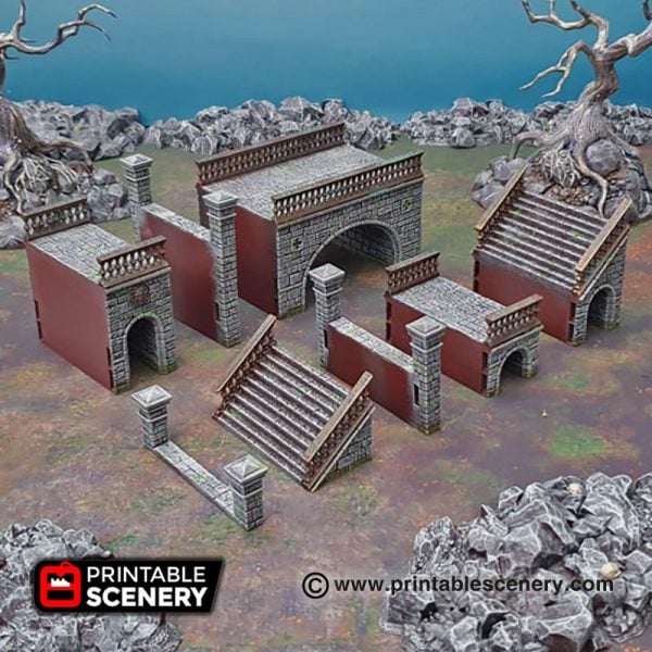 3D printed Arcanist's Stone Bridge Warhammer Dungeons and Dragons Frostgrave