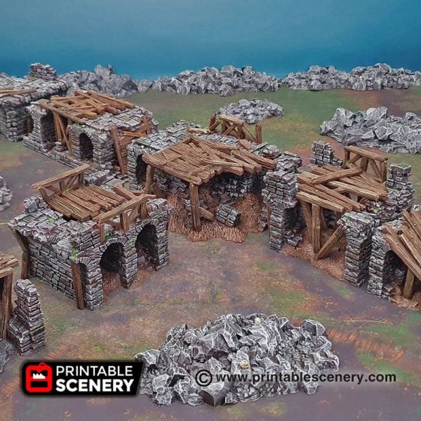 3D printable bridge span ruins Warhammer Dungeons and Dragons Frostgrave mordheim