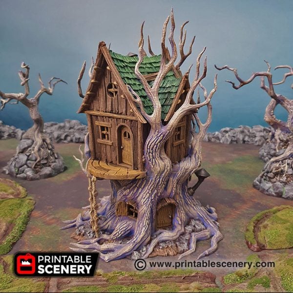 3D Printed Feywild Cottage Treehouse Age of Sigmar Dungeons and Dragons