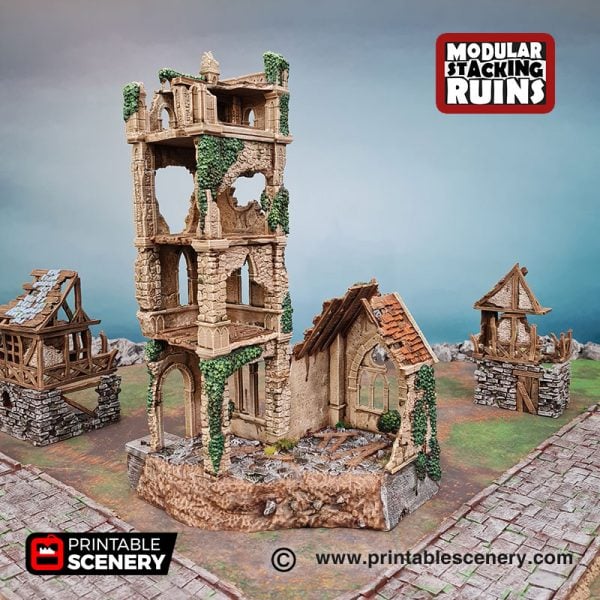 3d Ruined Bell Tower & Sept Age of Sigmar Dnd Dungeons and Dragons frostgrave mordhiem tabletop games