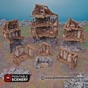 3D Printed ruined quarters age of sigmar Dungeons and Dragons mordhiem frostgrave