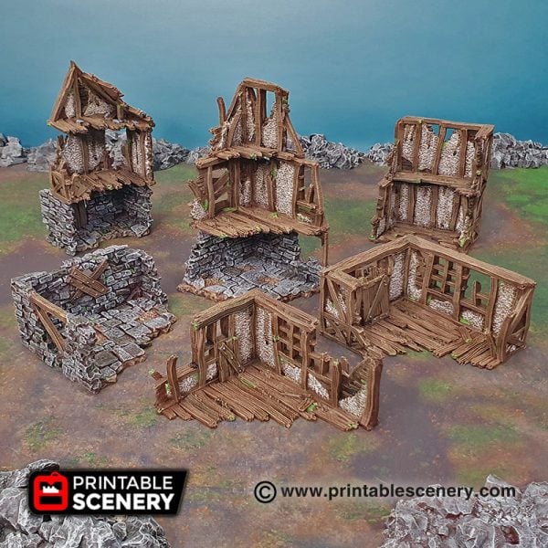 3D Printed ruined quarters age of sigmar Dungeons and Dragons mordhiem frostgrave