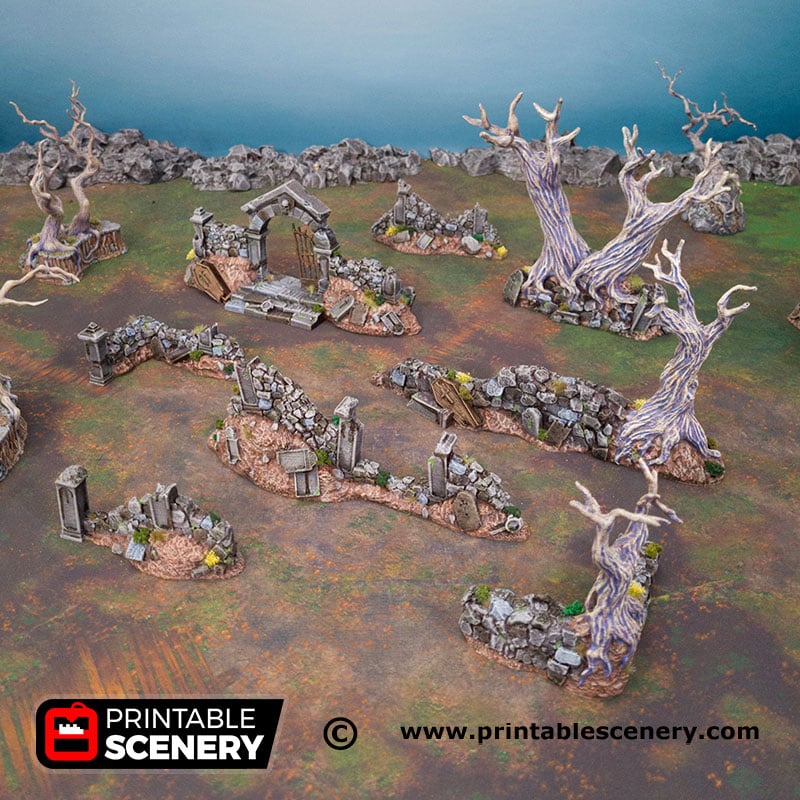 Magic wall Curved 25mm 28mm Wargaming Scenery Frostgrave 3d Printed 