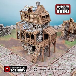 3d Ruined Gatehouse B Age of Sigmar Dnd Dungeons and Dragons frostgrave mordhiem tabletop games