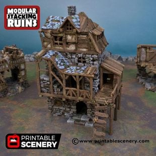 3D Printed Ruined Gatehouse East Wing Age of Sigmar Dnd Dungeons and Dragons frostgrave mordheim tabletop games