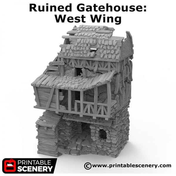 3D Printed Ruined Gatehouse West Wing Age of Sigmar Dnd Dungeons and Dragons frostgrave mordheim tabletop games