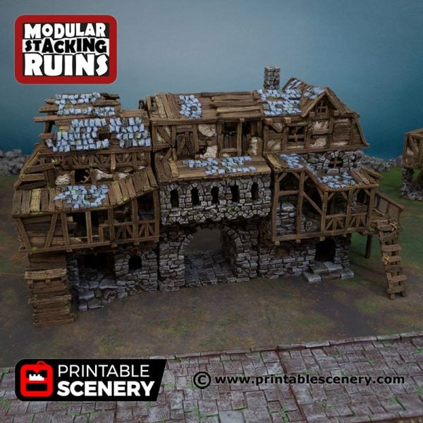 3D Printed Ruined Gatehouse Age of Sigmar Dnd Dungeons and Dragons frostgrave mordheim tabletop games