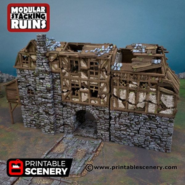 3D Printed Ruined Gatehouse Age of Sigmar Dnd Dungeons and Dragons frostgrave mordheim tabletop games