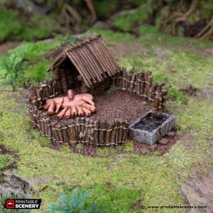 3D Printed Hagglethorn Hollow Pig Pen Age of Sigmar Dnd Dungeons and Dragons frostgrave mordheim tabletop games kings of war warhammer 9th age pathfinder rangers of shadowdeep
