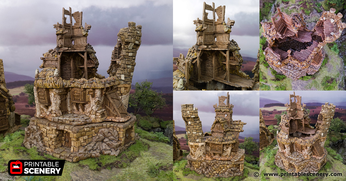 Ruined Chieftains Hall - Hagglethorn Hollow - Printable Scenery
