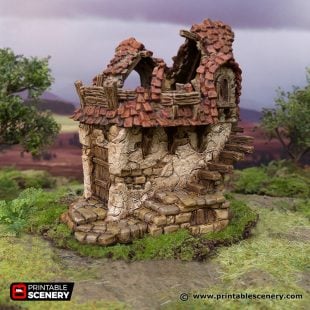 3D Printed Hagglethorn Hollow Ruined Cottage Age of Sigmar Dnd Dungeons and Dragons frostgrave mordheim tabletop games kings of war warhammer 9th age pathfinder rangers of shadowdeep