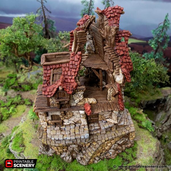 3D Printed Hagglethorn Hollow Ruined Hunters Lodge Age of Sigmar Dnd Dungeons and Dragons frostgrave mordheim tabletop games kings of war warhammer 9th age pathfinder rangers of shadowdeep