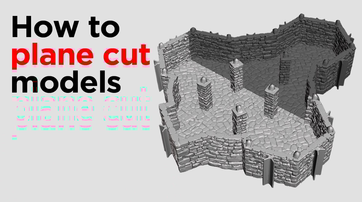 Graphic showing a model being planecut in software, with text reading How to planecut models