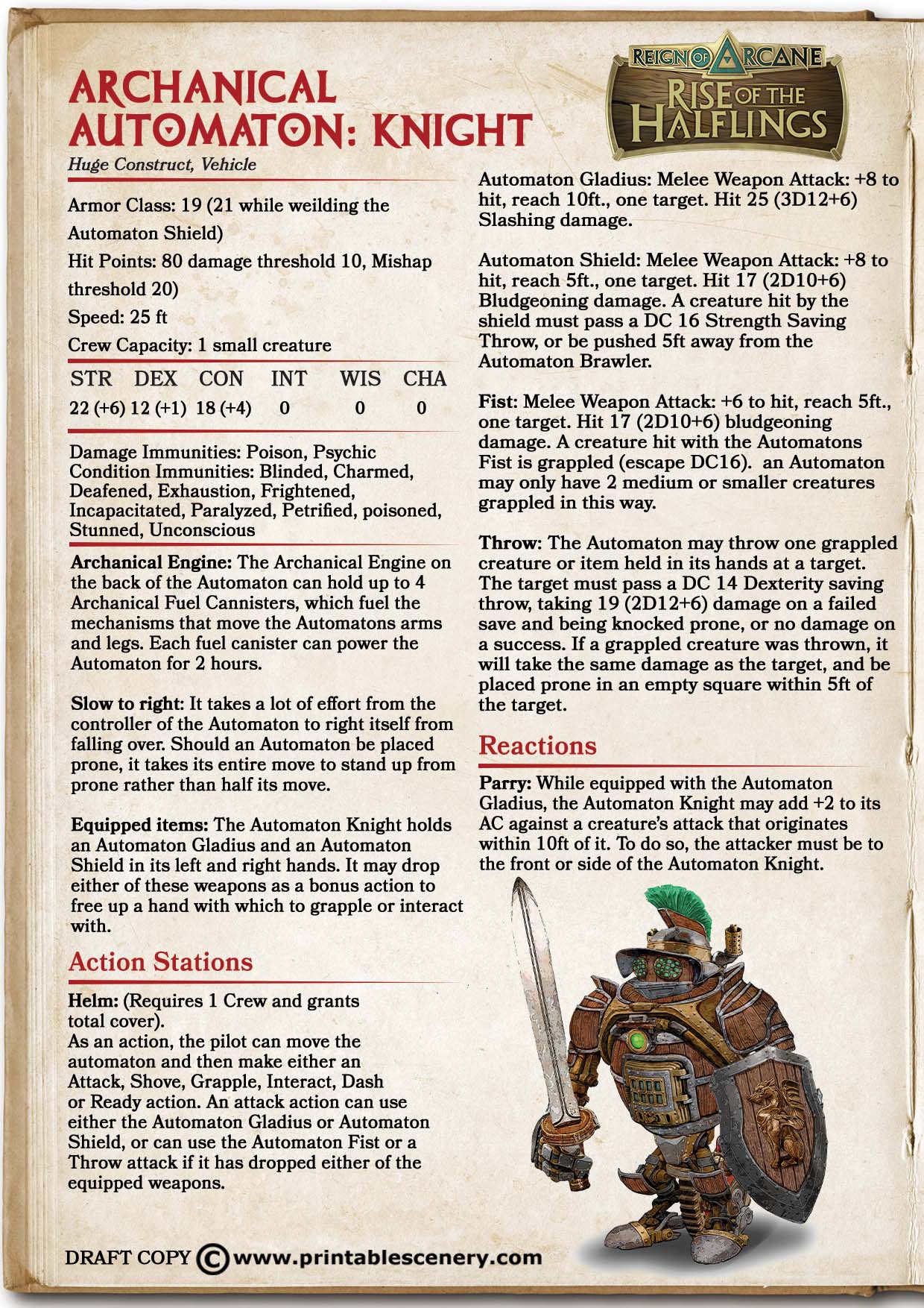Archanical Vehicles: The Archanical Automatons - Printable Scenery