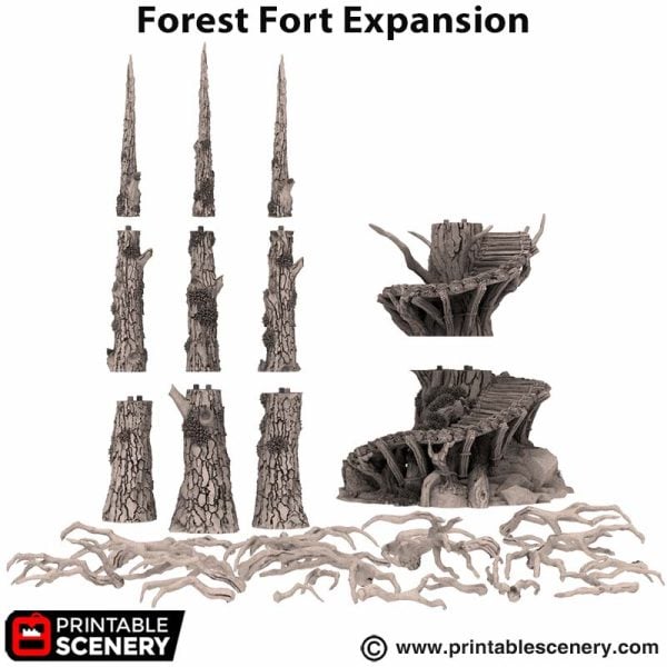 3d printable Forest Fort Expansion Tree Top Village